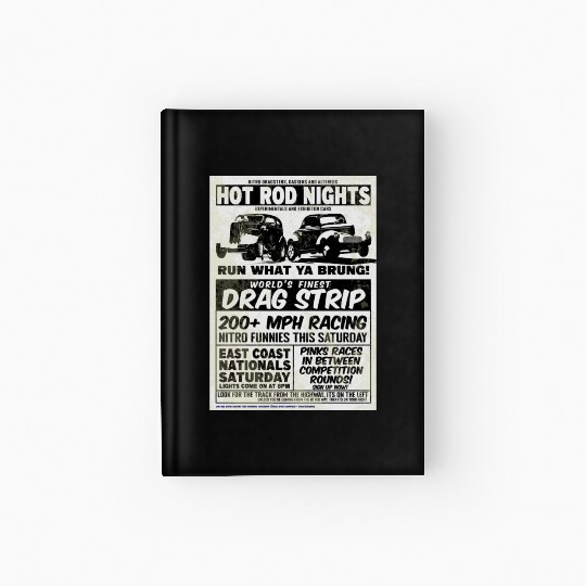 Vintage Hot Rod Classic Drag Racing Poster #9 Hardcover Journal