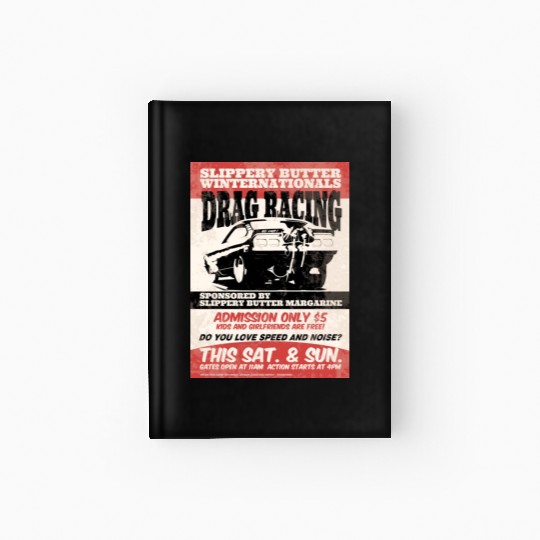 Vintage Hot Rod Classic Drag Racing Poster Hardcover Journal
