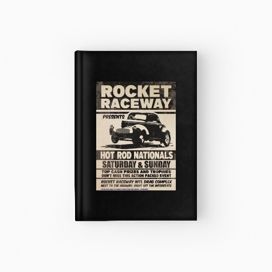 Vintage Hot Rod Classic Drag Racing Poster Hardcover Journal