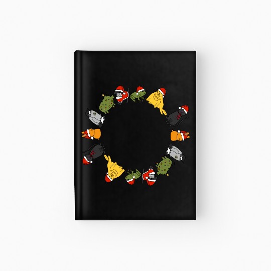 Christmas Holidays Cute Animals Stars Candy Canes Hardcover Journal