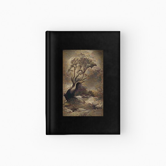 Dark Old School Painting Vintage Tree Design Hardcover Journal