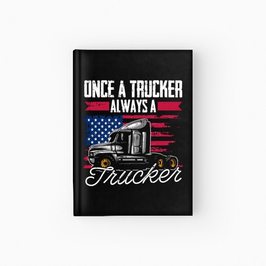 Truck Driver Us Flag Old Man Trucker Hardcover Journal