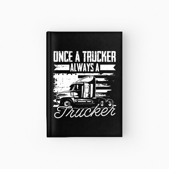 Truck Driver Us Flag Old Man Trucker Hardcover Journal