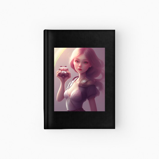 #2 teen gamer girl AI ART Hardcover Journal