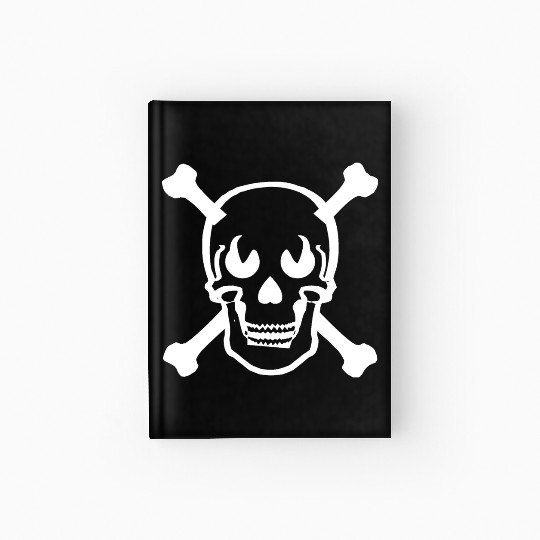 Skull and crossbones design white Hardcover Journal