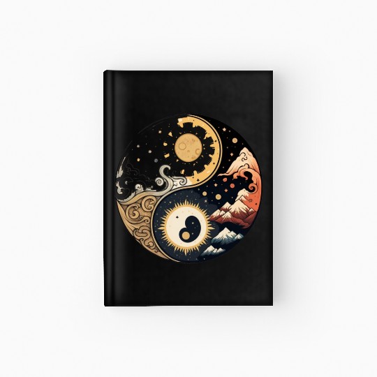 Sun and moon yin yang Hardcover Journal