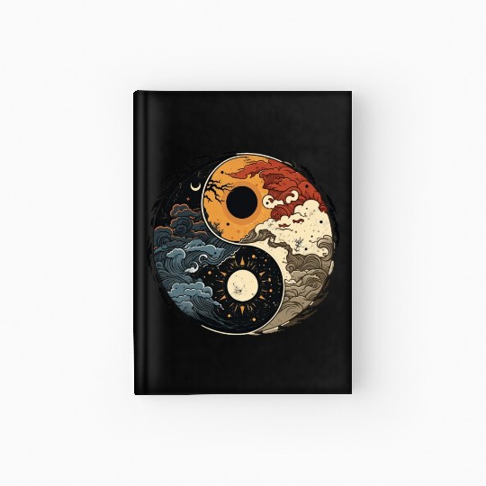 Sun and moon yin yang Hardcover Journal