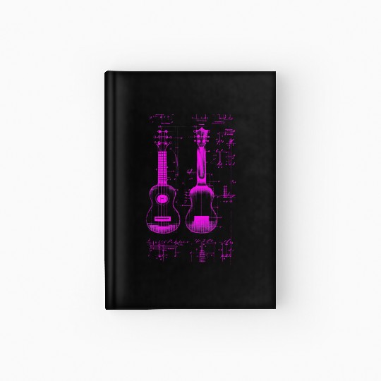 Ukulele Leonardo Da Vinci Sketch Blueprint Hardcover Journal