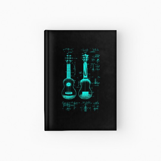 Ukulele Leonardo Da Vinci Sketch Blueprint Hardcover Journal
