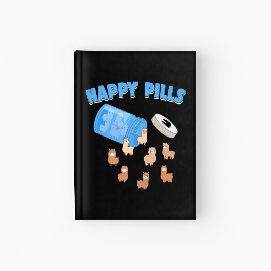 Happy Pills Farm Animal Funny Alpaca Lovers Humor Hardcover Journal