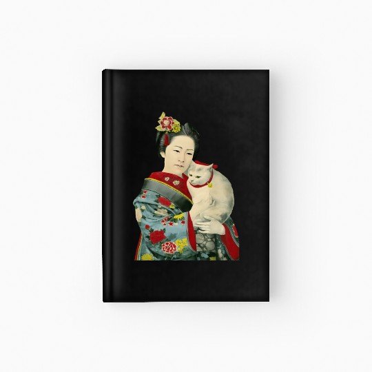 Geisha Cat Kimono Japanese Vintage Art Hardcover Journal