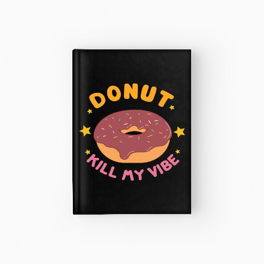 Brown pink sweet donut , Donut teaser , cartoon Hardcover Journal