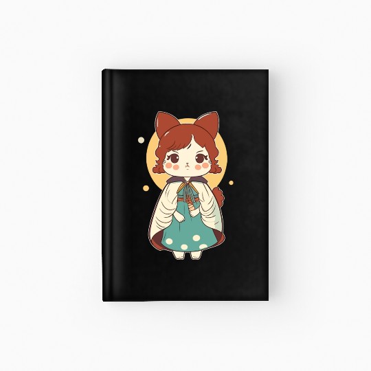 Cat Art Japanese Cat Girl Hardcover Journal