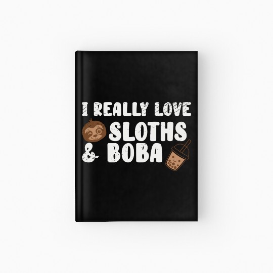 Cute Lazy Sloth Boba Tea Sweet Bubble Tea Hardcover Journal