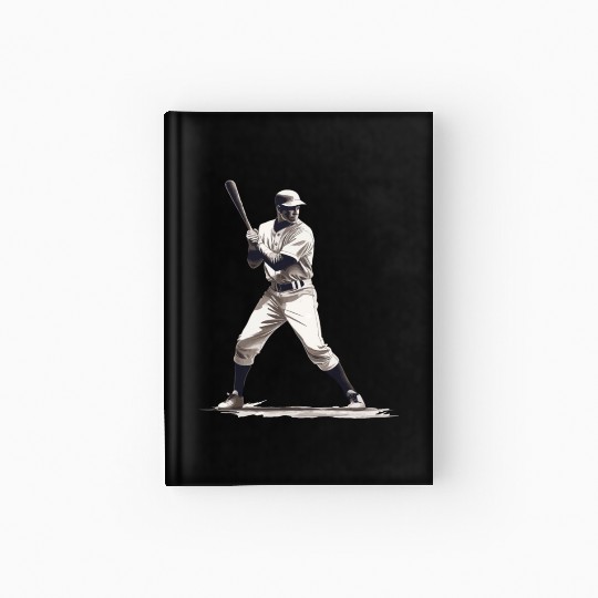 Baseball Player With Baseball Bat Hardcover Journal