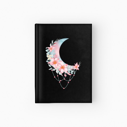 Crescent Floral Moon Hardcover Journal