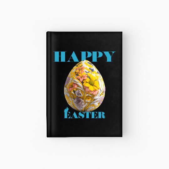 Happy Easter Egg Design with Floral Elements Hardcover Journal