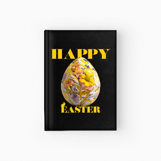 Happy Easter Egg Design with Floral Elements Hardcover Journal