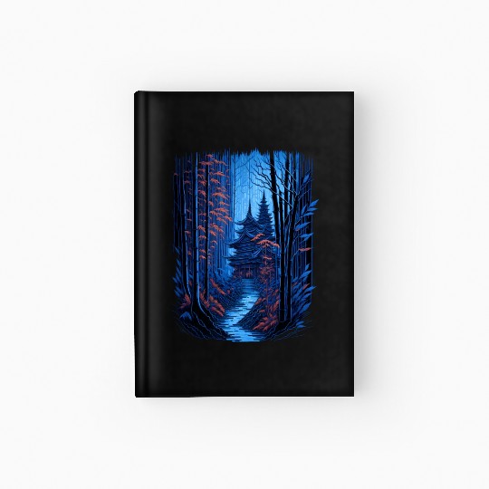 Japanese Temple in a Bamboo Forest Hardcover Journal
