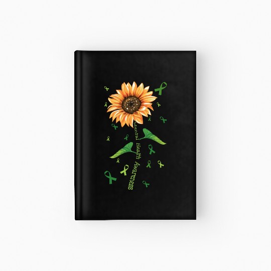May Green Mental Health Awareness Sunflower Hardcover Journal