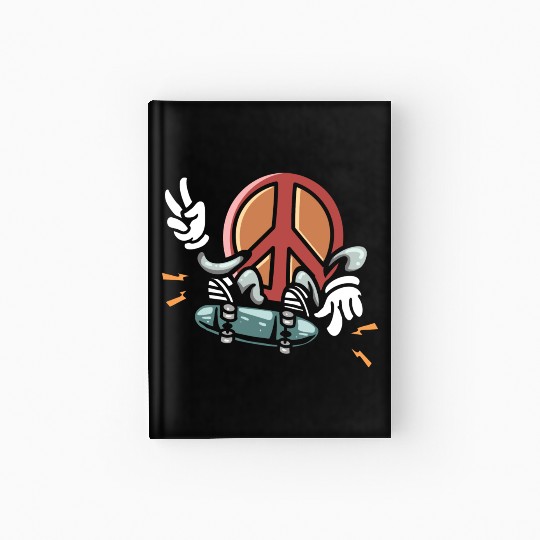 Skateboarder Peace Sign Skateboarding Peace Lover Hardcover Journal
