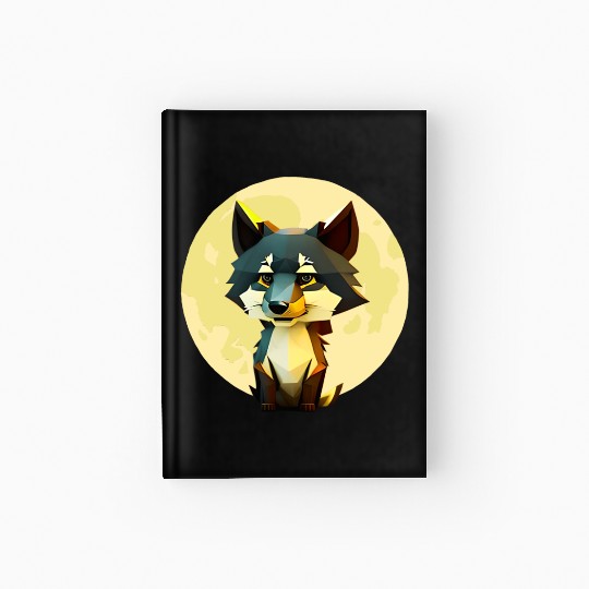 Wolf howling at the moon graphic Hardcover Journal