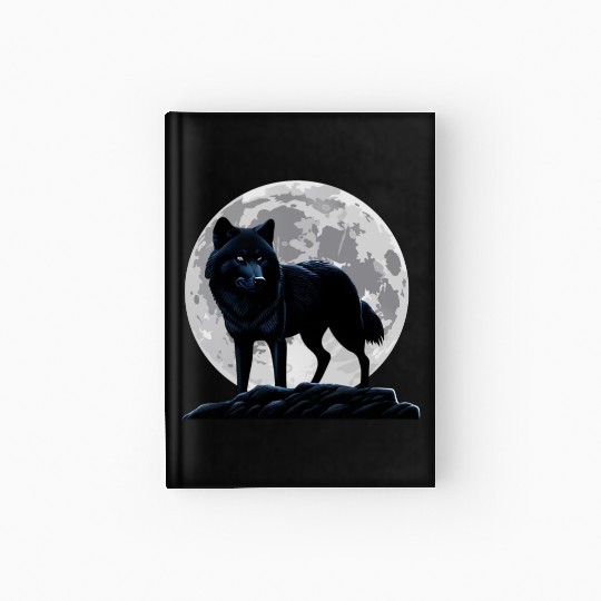 Wolf howling at the moon graphic Hardcover Journal