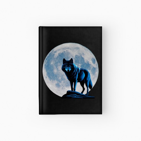 Wolf howling at the moon graphic Hardcover Journal
