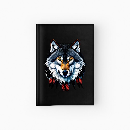 Wolf howling at the moon graphic Hardcover Journal
