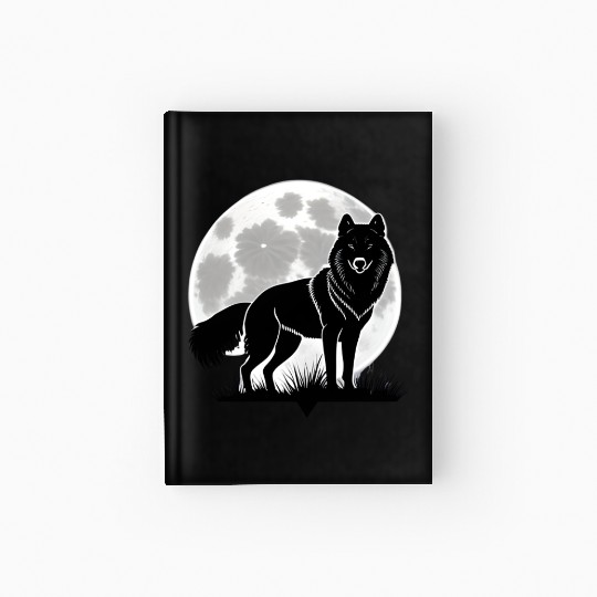 Wolf howling at the moon graphic Hardcover Journal