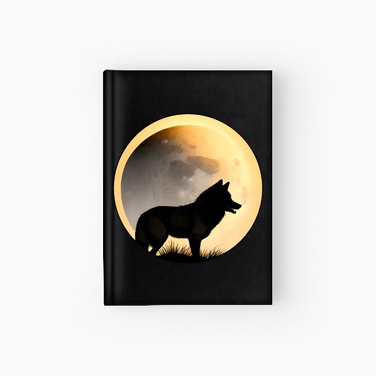 Wolf howling at the moon graphic Hardcover Journal