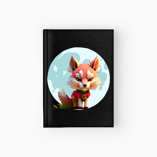 Wolf howling at the moon graphic Hardcover Journal