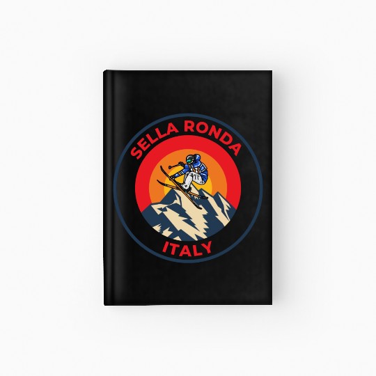 Vintage Cool Skiing in Sella Ronda italy Sunset Hardcover Journal