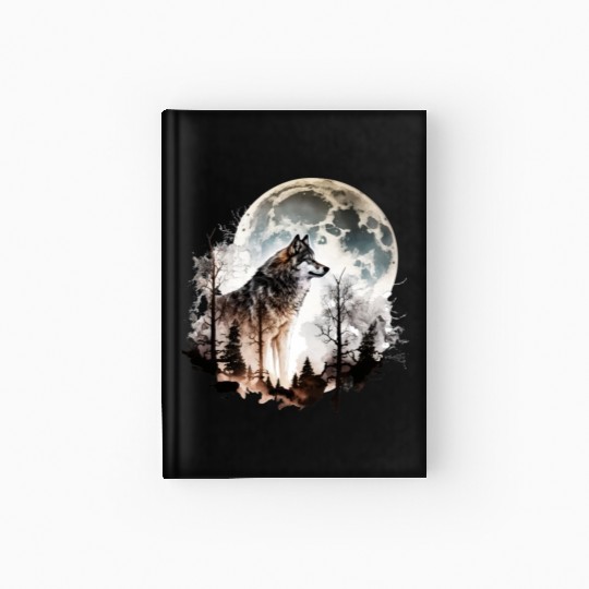 Wolf Moonlight Forest Wild Werewolf Watercolor 5 Hardcover Journal