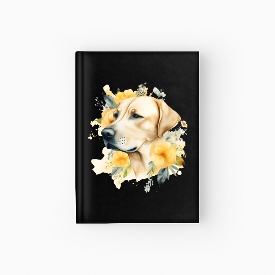 Yellow Lab Dog Watercolor Floral Hardcover Journal