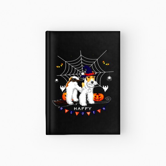 Airedale Witch Pumpkin Kids Mens Womens Dog Lover Hardcover Journal