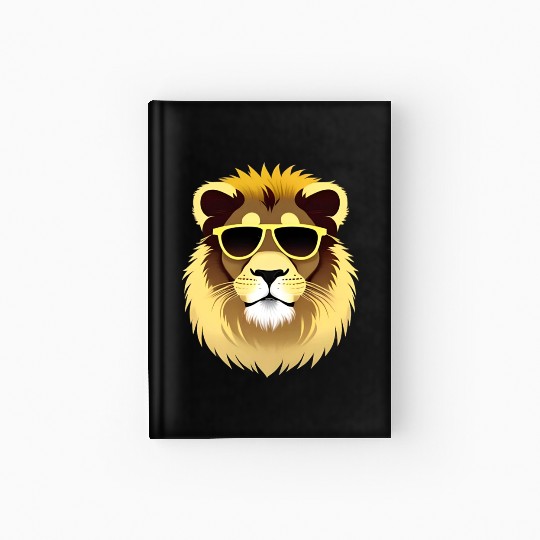 Yellow Lion Wearing Sunglasses Hardcover Journal