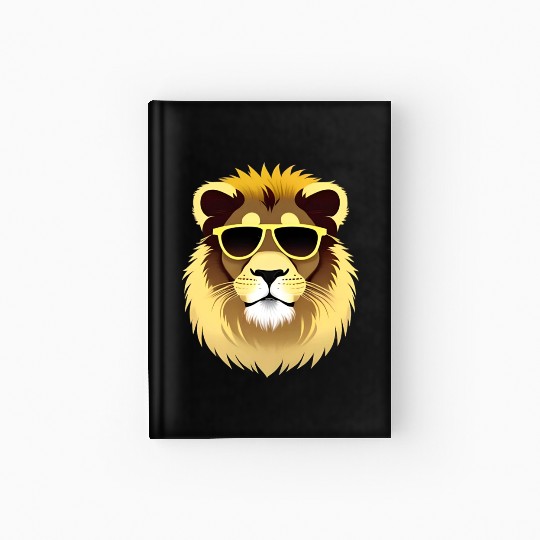 Yellow Lion Wearing Sunglasses Hardcover Journal