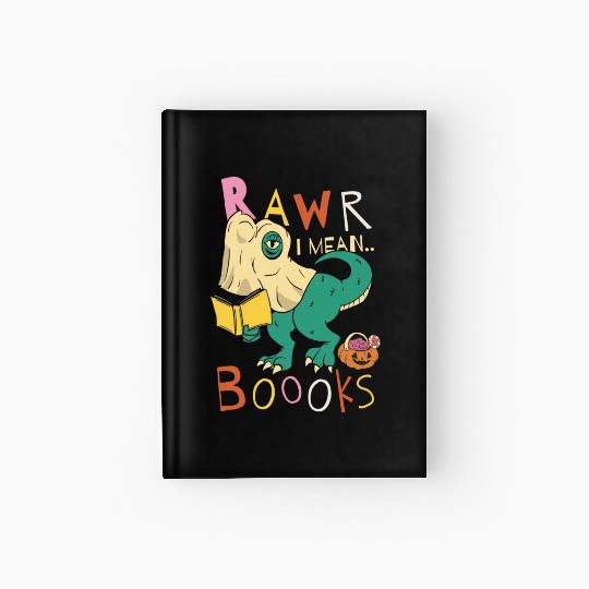 Reading Teacher Halloween T Rex Ghost Book Hardcover Journal
