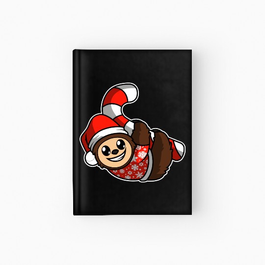 Merry Christmas Sloth Candy Cane Hardcover Journal