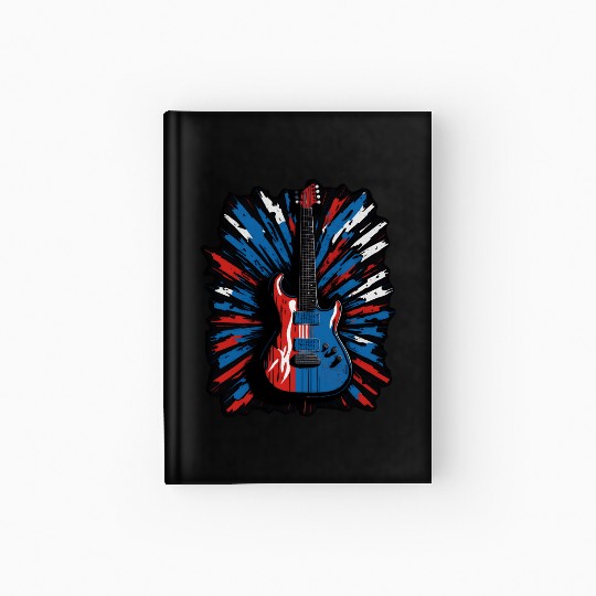 Electric guitar in Union Jack flag colors Hardcover Journal