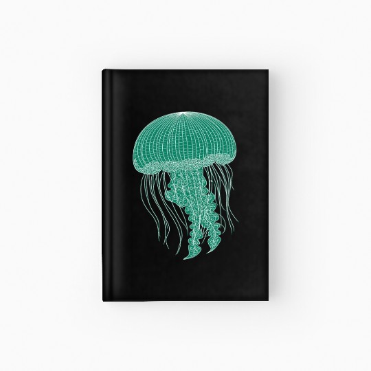 Sea life, Green Jellyfish Hardcover Journal