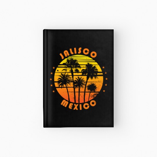 Retro Jalisco Mexico Souvenir Vintage Palm Tree Hardcover Journal