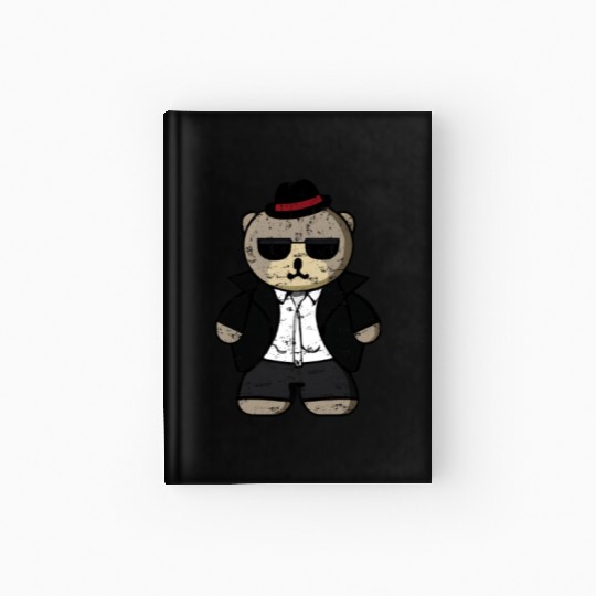 Kawaii Gangster Bear with Black Sunglasses Hardcover Journal