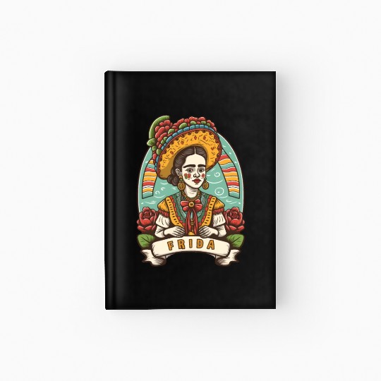Frida Kahlo Floral Portrait Funny Cinco De Mayo Hardcover Journal