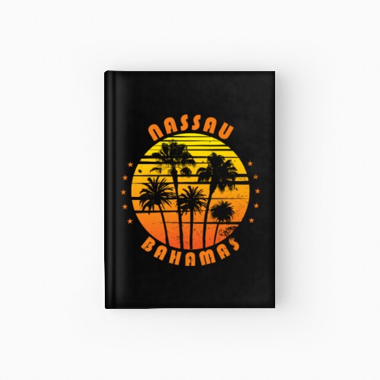 Retro Nassau Bahamas Souvenir Vintage Palm Tree Hardcover Journal