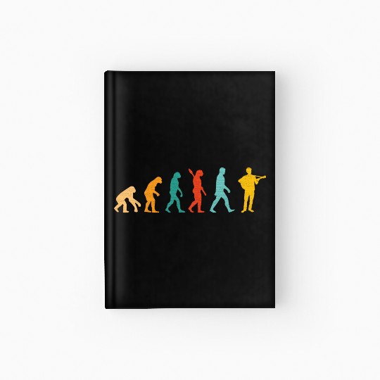 Vintage Guitar Men Evolution Guitarist Idea Hardcover Journal