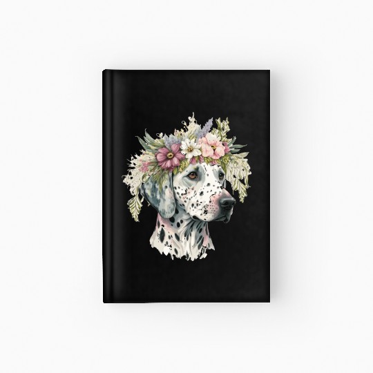 Dalmatian Flower Crown Pet Dog Floral Puppy Hardcover Journal
