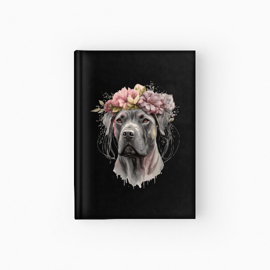Cute Cane Corso Flower Crown Pet Dog Floral Puppy Hardcover Journal