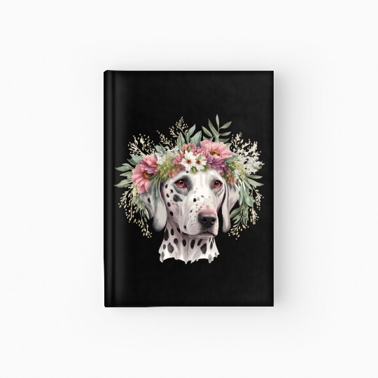 Cute Dalmatian Flower Crown Pet Dog Breed Puppy Hardcover Journal